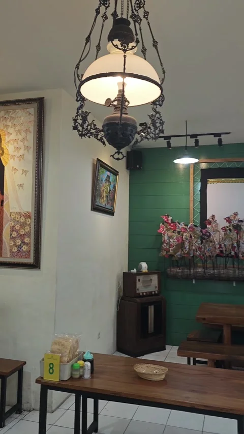 Restaurant interior in green Stock Footage 296677221