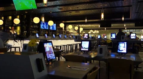 Restaurant with ipad setup for customer orders Stock Footage 46437113