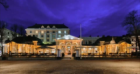 The restaurant Kappeli in Esplanada park, Helsinki, Finland. Stock Footage 142806466