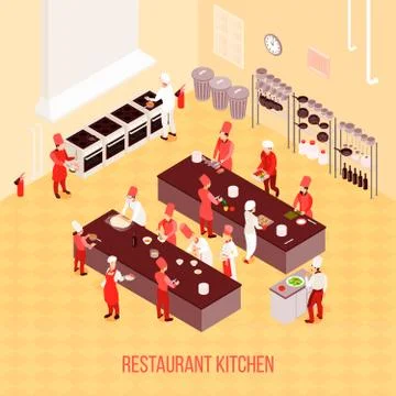 Restaurant Kitchen Isometric Composition イラスト素材
