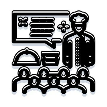 Restaurant kitchen operations and customer dining experience Stock Illustration