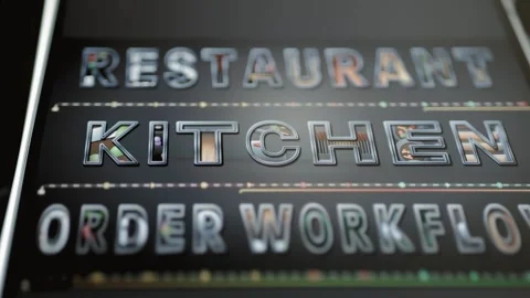 Restaurant kitchen order workflow title fills display Stock Footage 346604490