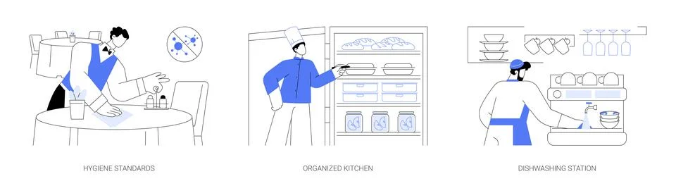 Restaurant kitchen workers abstract concept vector illustrations. Stock Illustration