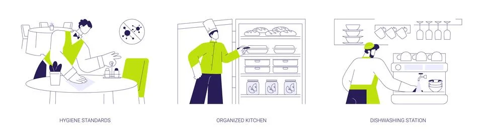 Restaurant kitchen workers abstract concept vector illustrations. Stock Illustration
