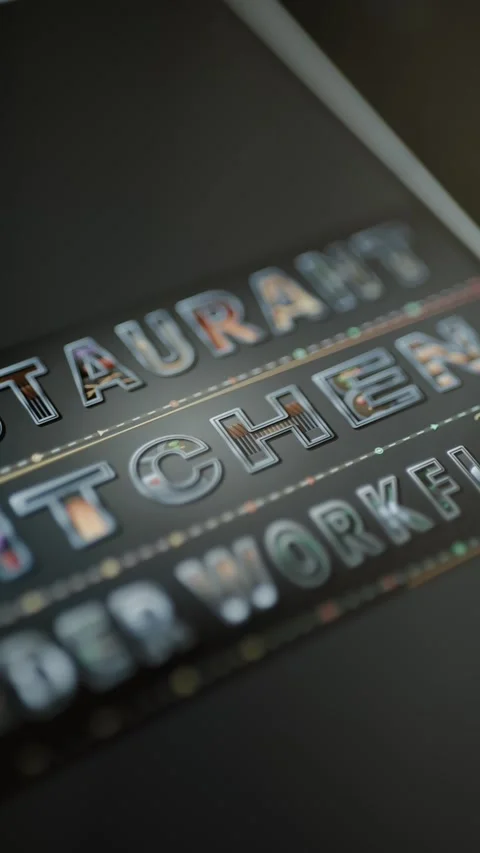 Restaurant kitchen workflow title fills portrait screen Stock Footage 346605057
