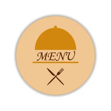 Restaurant label with cloche and flatware Stock Illustration