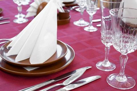 Restaurant laid table Stock Photos