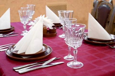 Restaurant laid table Fotos Stock