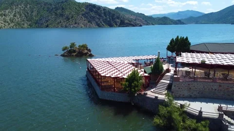 Restaurant on a lake Stock Footage 247129688