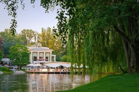 Restaurant on the lake Stock Photos