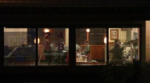 Restaurant late at night Stock Footage 53564353