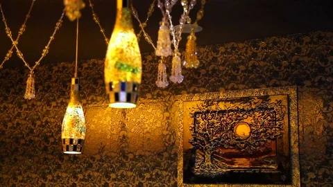 Restaurant lighting design. The interior design of the restaurant. Stock Footage 102172160