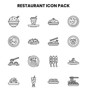 Restaurant Line Design Icons Pack Stock Illustration