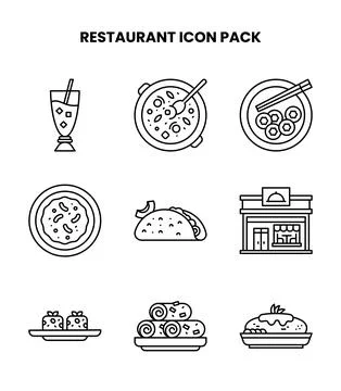 Restaurant Line Graphics Icons Pack Stock Illustration
