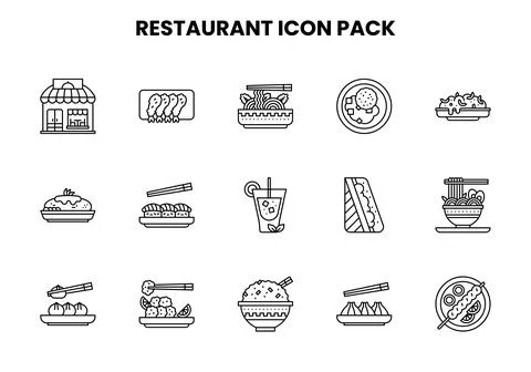Restaurant Line Scalable Icons Pack Stock Illustration