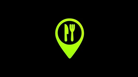 Restaurant location 3d pin map rotating animation spinning in background Stock Footage 313513805
