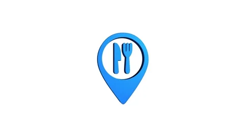 Restaurant location 3d pin map rotating animation spinning in background Stock Footage 313513858
