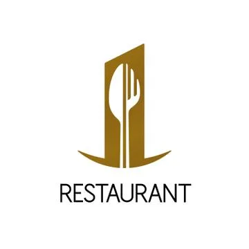 Restaurant logo design, fork and knife shape, isolated vector illustration Stock Illustration