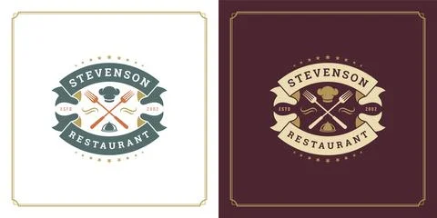 Restaurant logo design vector illustration forks silhouettes Stock Illustration