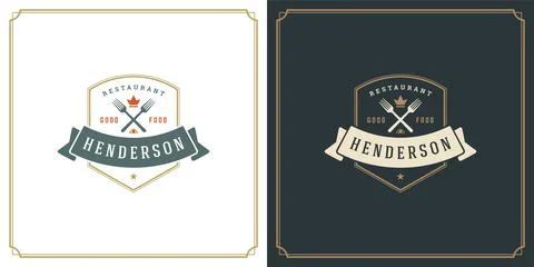 Restaurant logo design vector illustration forks silhouettes Illustrazione stock