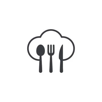Restaurant logo. Fork, spoon and knife line Stock Illustration