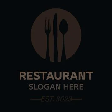 Restaurant logo with spoon and fork icon, modern concept of colors. Stock Illustration