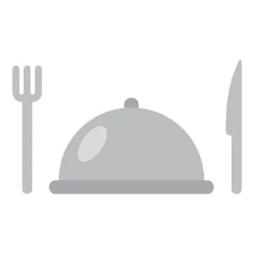 Restaurant logo template of dish tray and fork or knife Stock Illustration