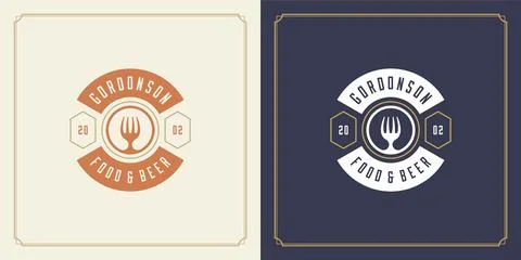 Restaurant logo template vector illustration with fork silhouette, good for.. Illustration