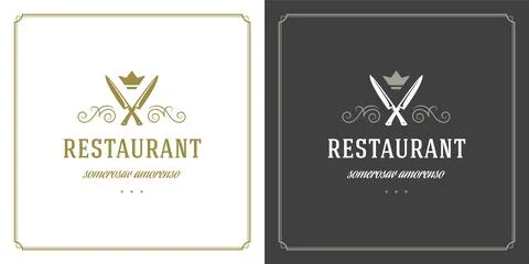 Restaurant logo template vector illustration knifes silhouettes Illustration