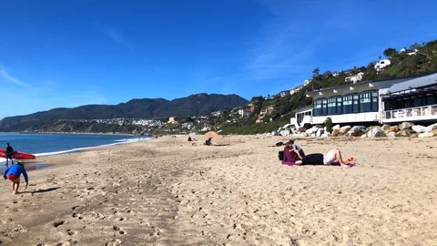 Restaurant on Malibu Beach Stock Footage 102015648