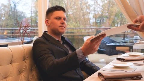 In the restaurant, a man. Stock Photos