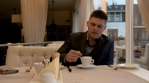 In the restaurant, a man. Stock Photos