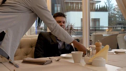 In the restaurant, a man. Stock Photos