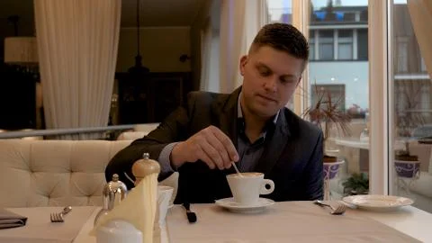 In the restaurant, a man. Stock Photos