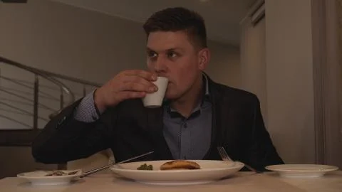 In the restaurant, a man. 스톡 사진