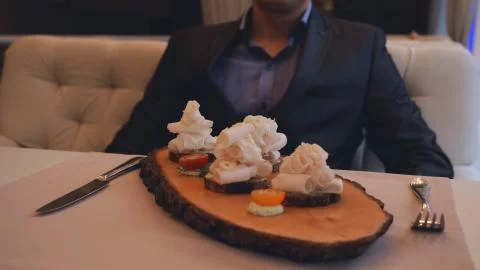 In the restaurant, a man. Stock Photos