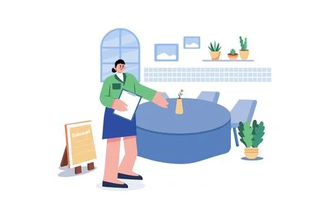 Restaurant Manager Illustration concept. A flat illustration isolated on wh.. Stock Illustration