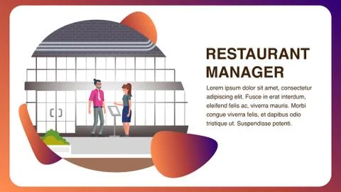 Restaurant Manager in Reception. Flat Illustration Stock Illustration