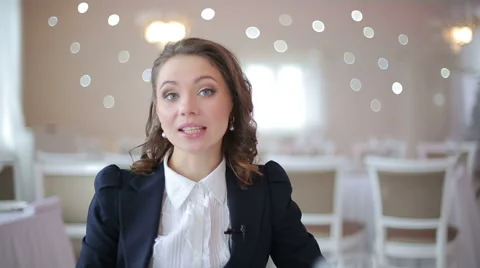 Restaurant manager tells the client about the service Stock Footage 45414749