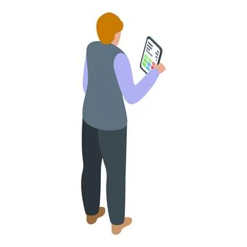 Restaurant manager using tablet for ordering and managing restaurant operatio 스톡 일러스트