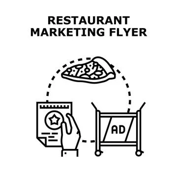 Restaurant marketing flyer strategy developing advertising campaigns Illustrazione stock