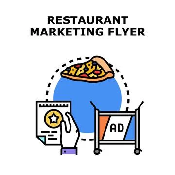 Restaurant marketing flyer strategy developing advertising campaigns Stock Illustration