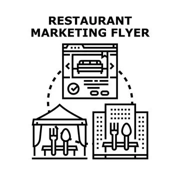 Restaurant marketing flyer visualizing online promotion concepts Stockillustratie