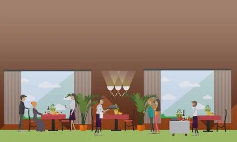 Restaurant meeting vector illustration in flat style Illustrazione stock