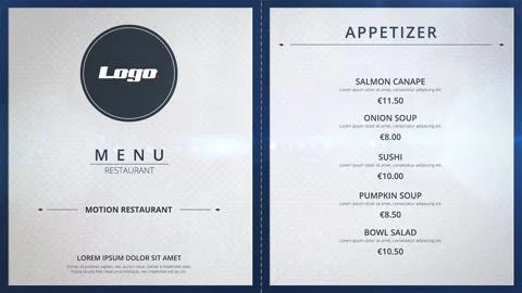 Restaurant Menu After Effects stock