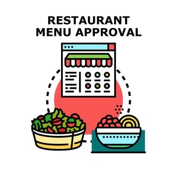 Restaurant menu approval process managing food choices Stock Illustration