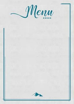 Restaurant Menu Background Embossed Blue Letters Lines Mountain Emblem Deluxe Illustrazione stock
