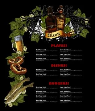 Restaurant menu black Illustrazione stock