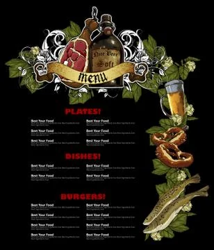 Restaurant menu black Illustrazione stock