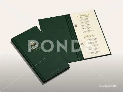 Restaurant Menu Book Mockup - Open Book Layout Modello PSD